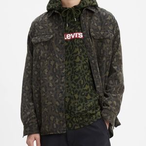 BUBBLE LEOPARD JACKSON WORKER SHIRT OLIVE WOODS L